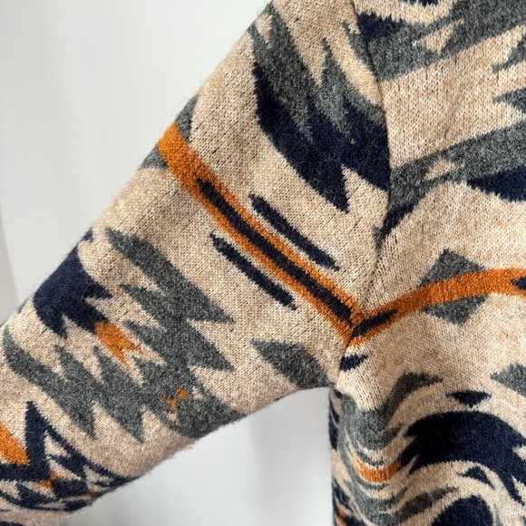 Ethan Pierce Brown Aztec Print Cardigan Size Large Wool Blend Grandpa Sweater - Picture 5 of 11